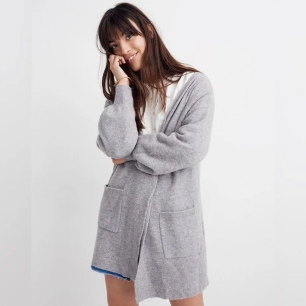 Madewell Kent Cardigan Coziest Yarn Alpaca Gray